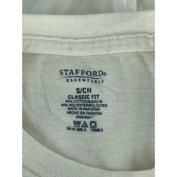 Stafford Essentials Classic Fit White Short Sleeve Crew Neck T-Shirt Men's Small - Picture 6 of 6